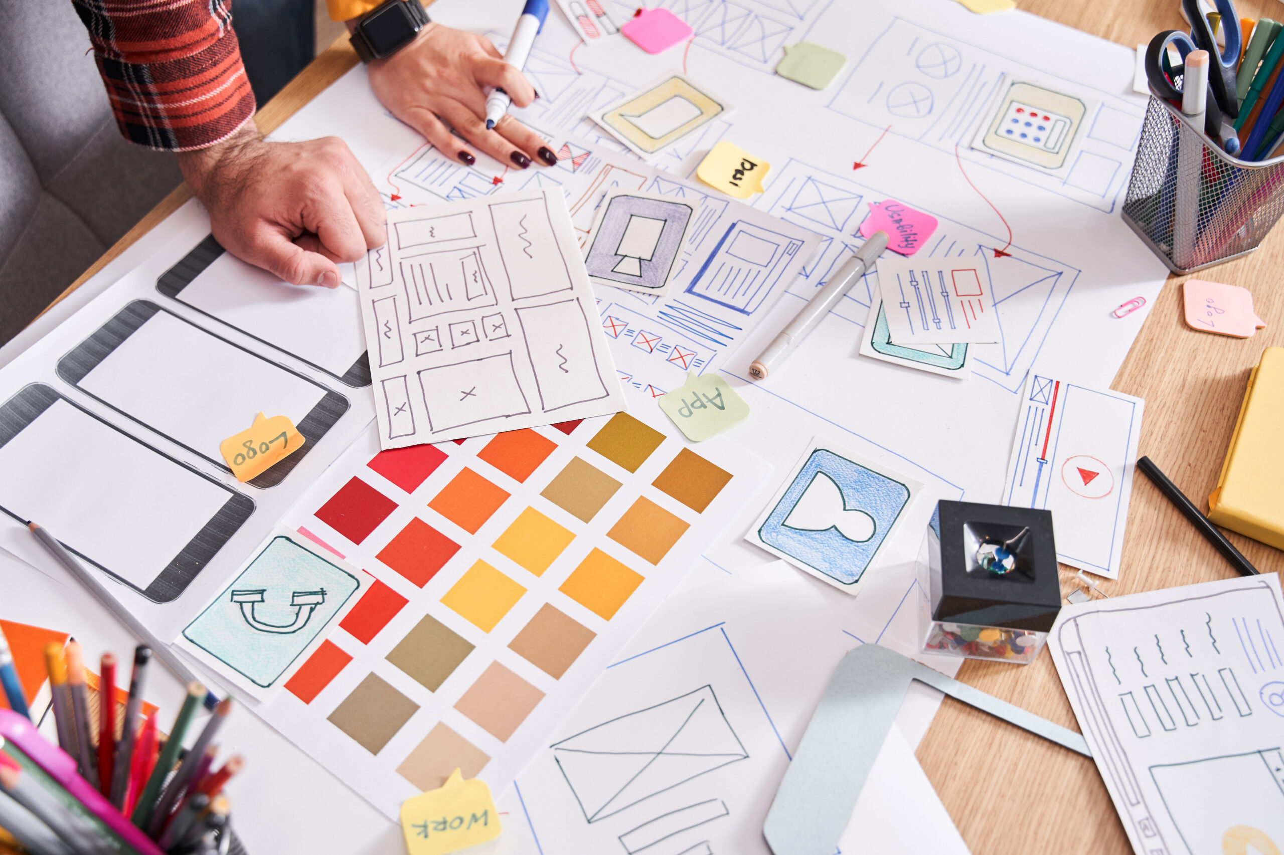 Creative design concept with vibrant colors and abstract elements