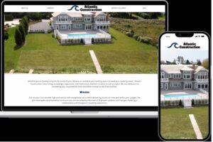 Atlantic construction website on laptop and phone app