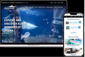 Long island aquarium website on laptop and phone app