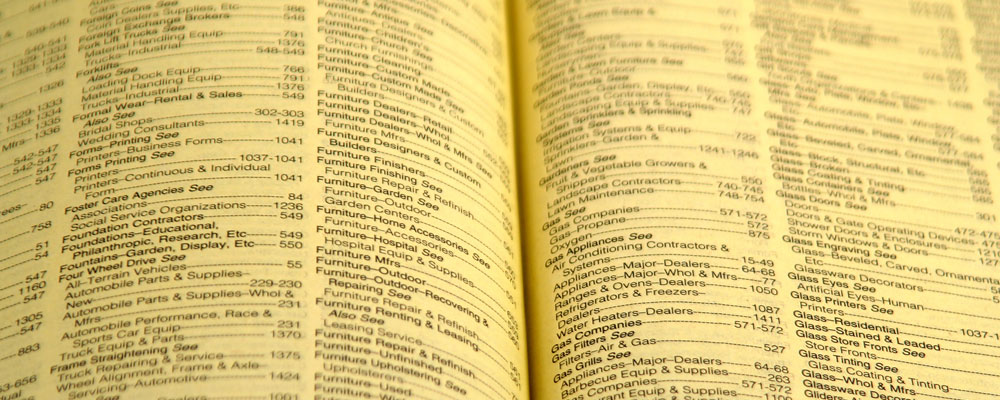 Photo of a Yellow Pages phone book open