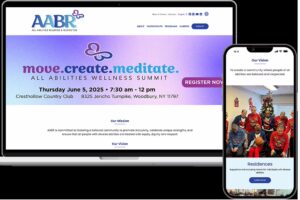 Website portfolio item from Visionary for AABR, showing responsive screens.