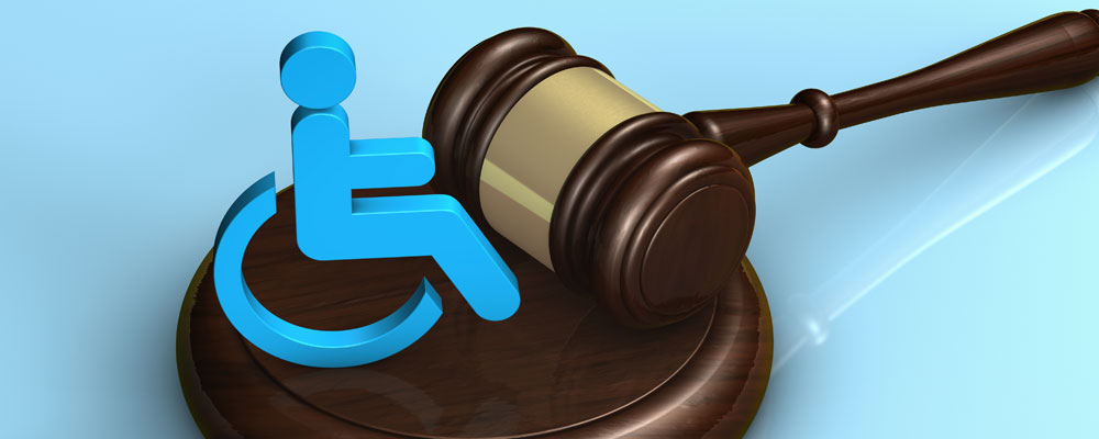 legal gavel with ADA wheel chair icon