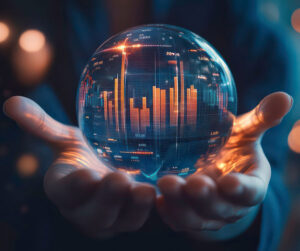 crystal ball displaying data held in hands