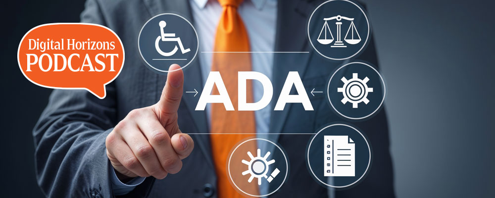 Composite image on man pointing at ADA icons