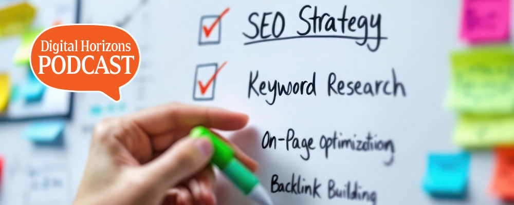 White board with checklist of SEO tasks