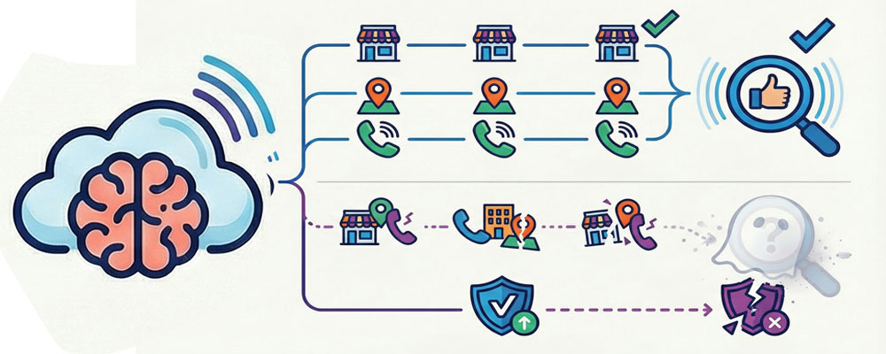 Diagram how AI Search realies on citations and NAP