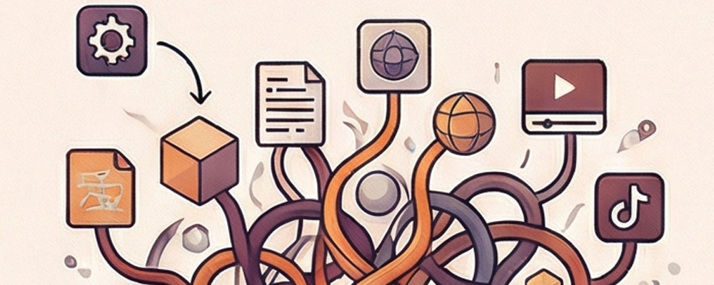 Graphic of tree branches linking to graphic web elements