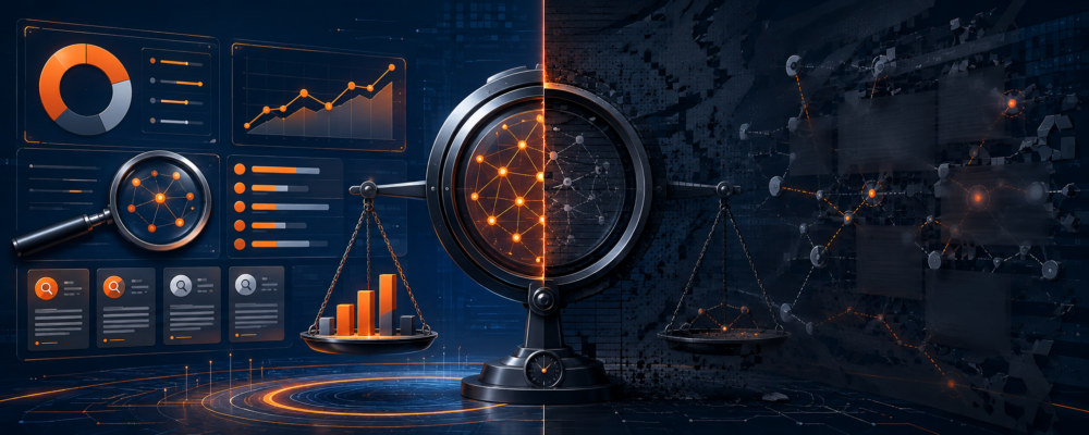 Data analysis and balance concept illustration