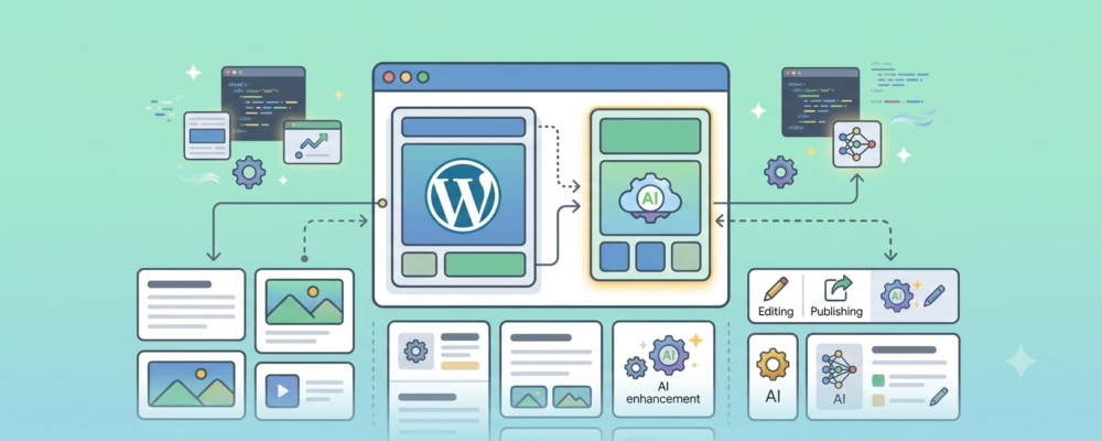 WordPress interface with AI enhancements