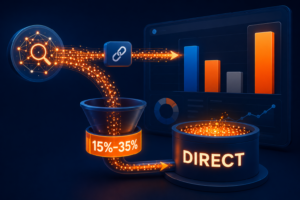Graphic depicting AI-driven traffic is misclassified as direct traffic