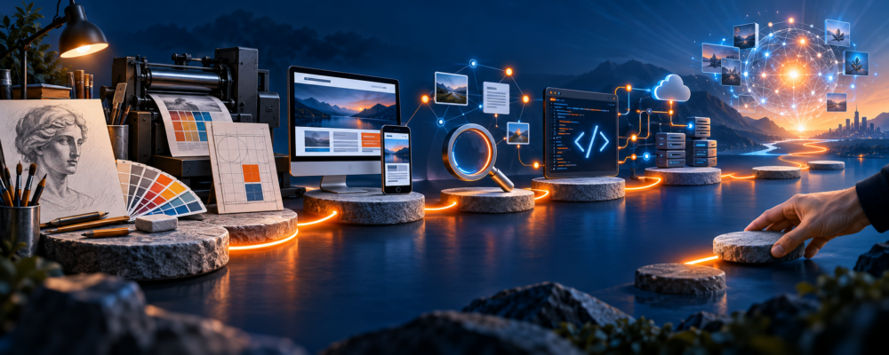 Futuristic workspace with technology elements.