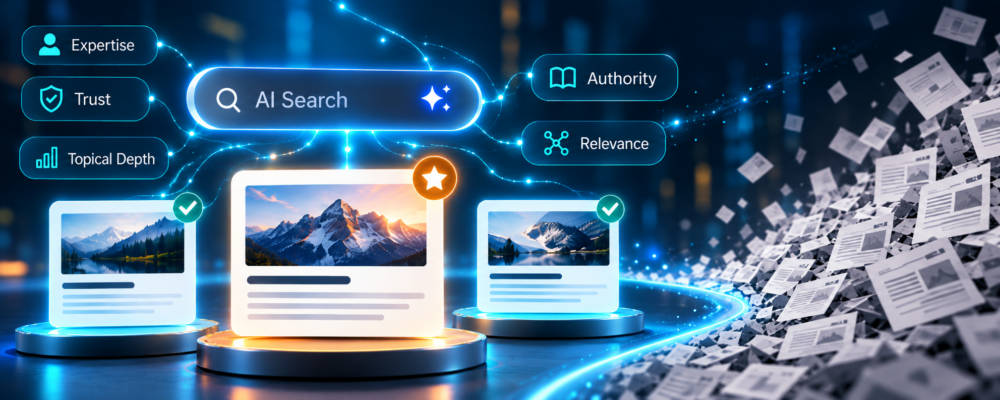 Visual representation of AI search concepts